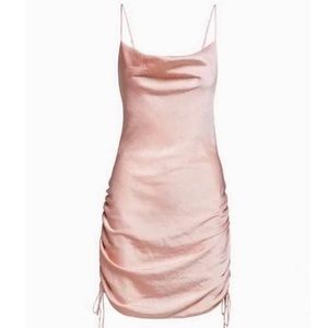 NTW Aritzia ruched silk slip dress